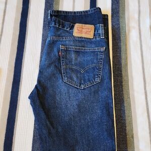 Levi's Men's Slim Jeans in Deep Blue Denim with Red Tab